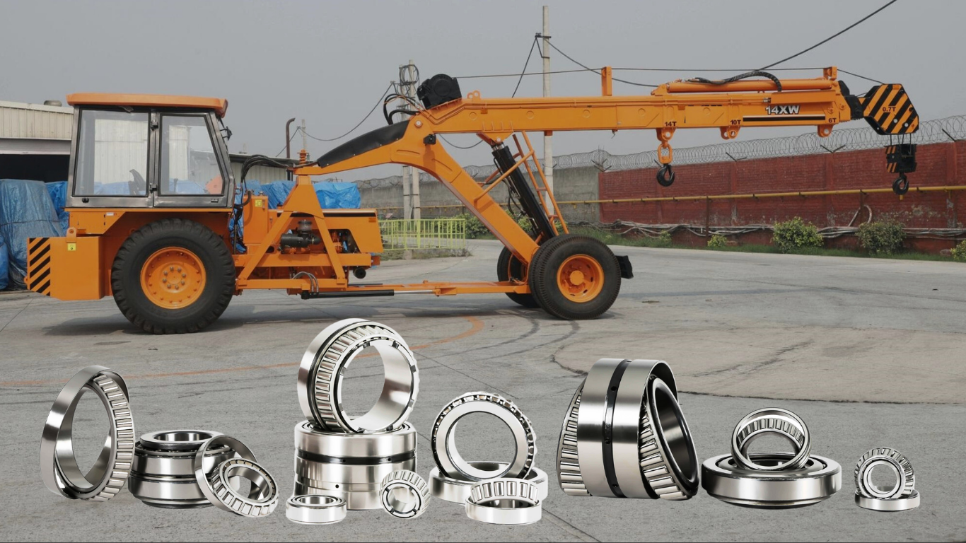a hydra crane standing and Tapered roller bearings displayed in the image